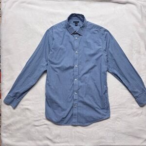 Tommy Hilfiger Mens Blue Gingham Check Long Sleeve Button Down Shirt Size 20‎